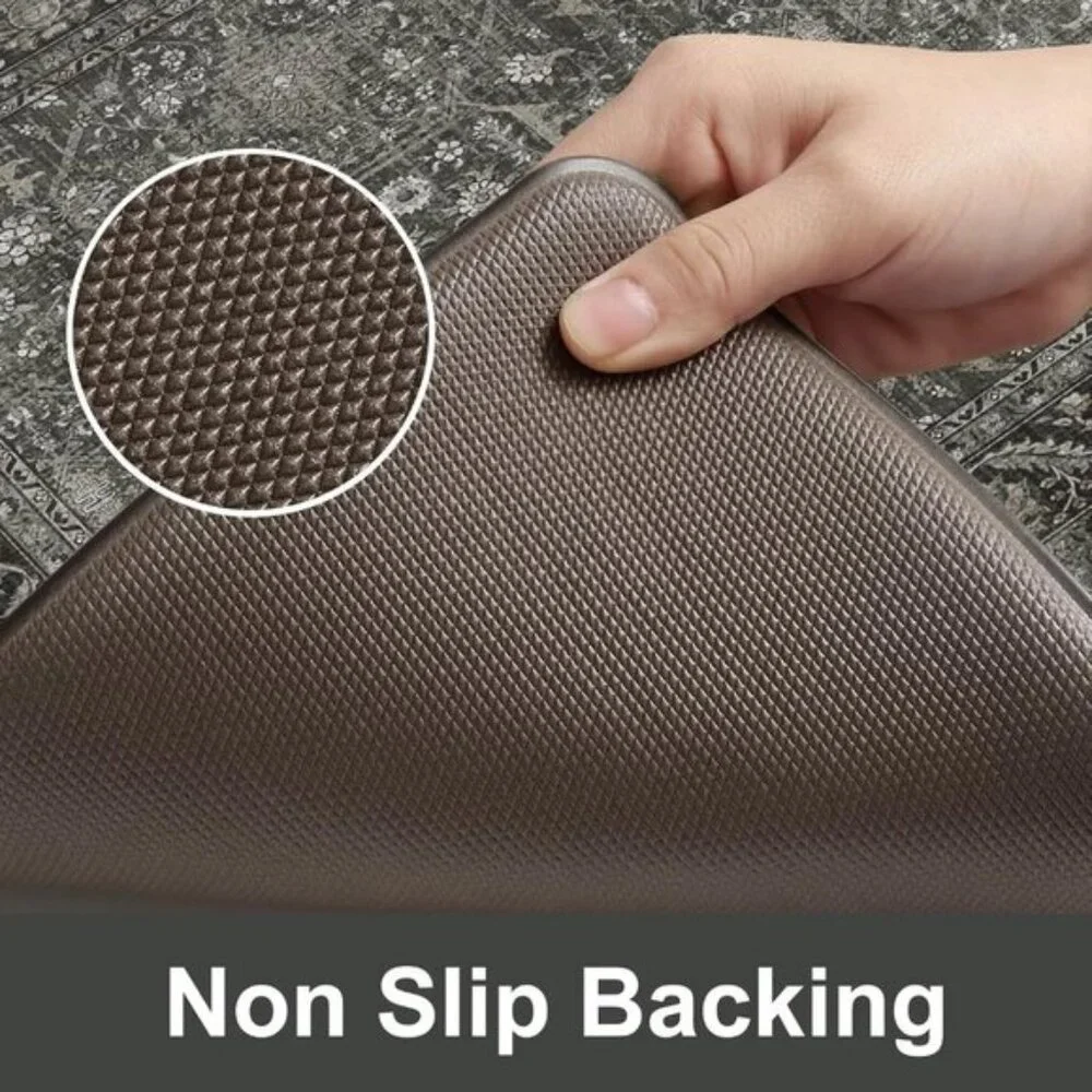 New 2Pcs Green Kitchen Mat Set, Non Slip Waterproof Cushioned Rugs for Floor